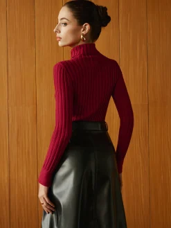 Turtleneck Ribbed Slim Sweater