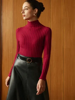 Turtleneck Ribbed Slim Sweater