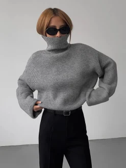 Turtleneck Ribbed Warm Sweater