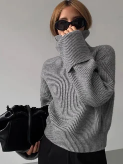 Turtleneck Ribbed Warm Sweater