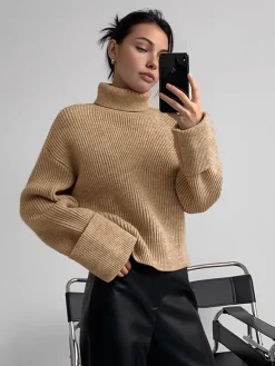 Turtleneck Ribbed Warm Sweater