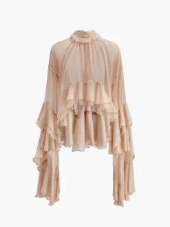 Turtleneck Ruffle Chiffon Shirt