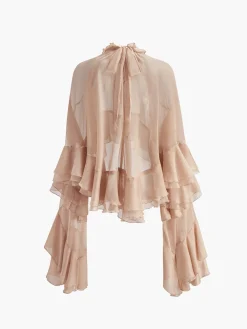 Turtleneck Ruffle Chiffon Shirt