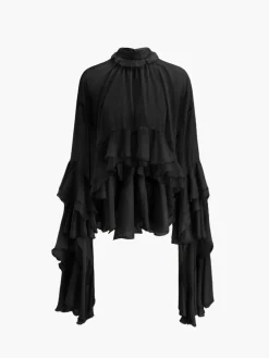Turtleneck Ruffle Chiffon Shirt