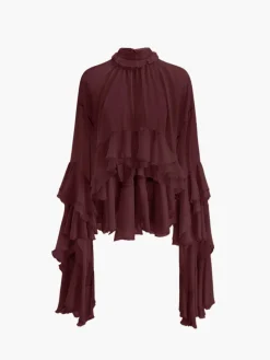 Turtleneck Ruffle Chiffon Shirt