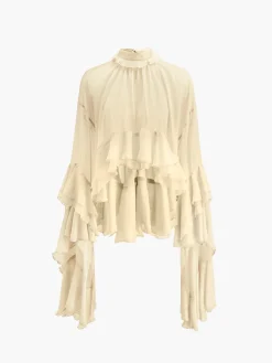 Turtleneck Ruffle Chiffon Shirt