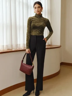 Turtleneck Semi-Sheer Velvet Top