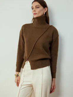 Turtleneck Side Split Short Sweater