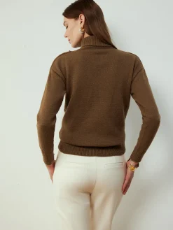 Turtleneck Side Split Short Sweater
