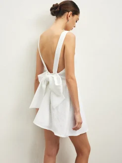 Tweed Backless Bow Short Dress