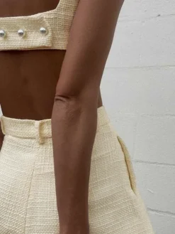Tweed Backless Plain Shorts Set