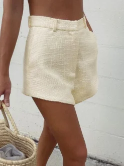 Tweed Backless Plain Shorts Set