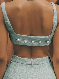 Tweed Backless Plain Shorts Set
