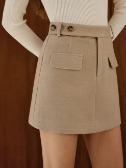 Tweed Button Mini Skirt