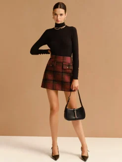 Tweed Checked Mini Skirt