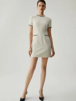 Tweed Contrast Trim Pocket Mini Dress