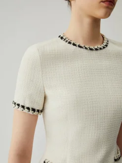 Tweed Contrast Trim Pocket Mini Dress