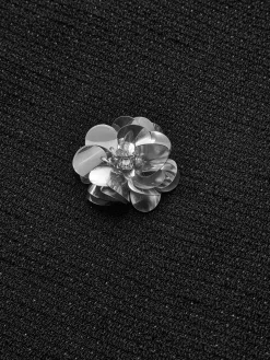 Tweed Floral-Beaded Zipper Skirt