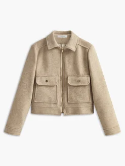 Tweed Lapel Zipper Jacket