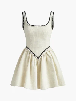 Tweed Pleated Strappy Dress