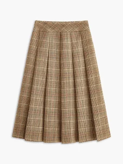 Tweed Pleated Zipper Skirt