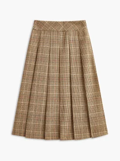 Tweed Pleated Zipper Skirt