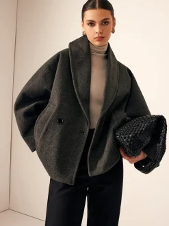Tweed Pockets Loose Coat