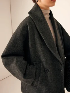 Tweed Pockets Loose Coat