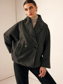Tweed Pockets Loose Coat