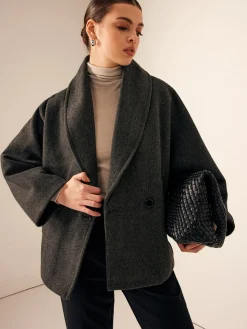 Tweed Pockets Loose Coat