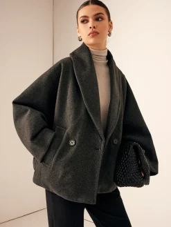 Tweed Pockets Loose Coat