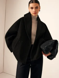 Tweed Pockets Loose Coat