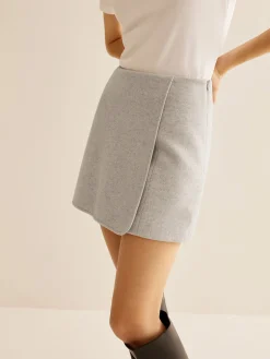 Tweed Side-Zipper Mini Skirt