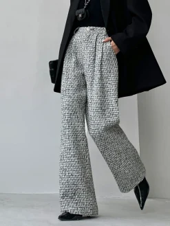 Tweed Wide Leg Dress Pants