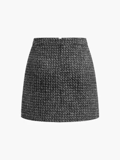 Tweed Zipper A-Line Mini Skirt
