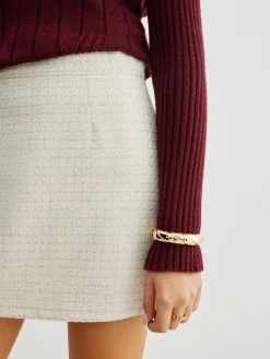 Tweed Zipper A-Line Mini Skirt