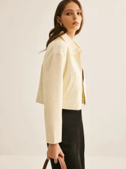 Tweed Zipper Polo Jacket