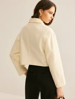 Tweed Zipper Polo Jacket