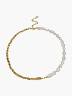 Twist Pearl Beaded Panel Necklace