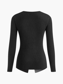 Two Tone Criss Cross Slim Knit Top