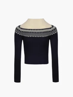 Two Tone Cutout Slim Sweater