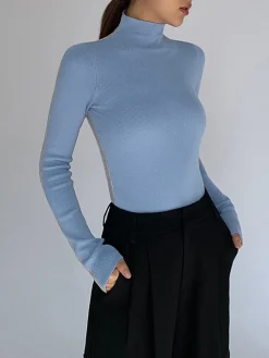 Two Tone Double Sided Long Sleeve Knit Top