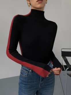Two Tone Double Sided Long Sleeve Knit Top