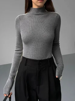 Two Tone Double Sided Long Sleeve Knit Top