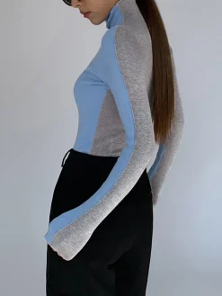 Two Tone Double Sided Long Sleeve Knit Top
