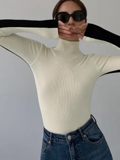 Two Tone Double Sided Long Sleeve Knit Top
