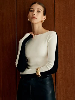 Two Tone Panel Knit Top