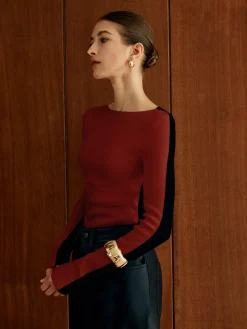 Two Tone Panel Knit Top
