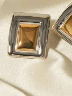Two Tone Rectangular Earrings
