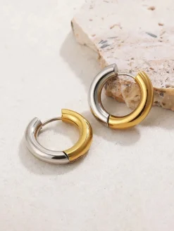 Two Tone Splicing Hoop Earrings